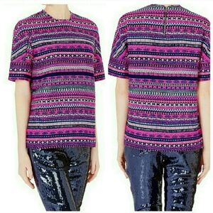 Sass & Bide 8 Bit Generation Top Boxy Oversized Tweed Multicolor Fringe Sz 6